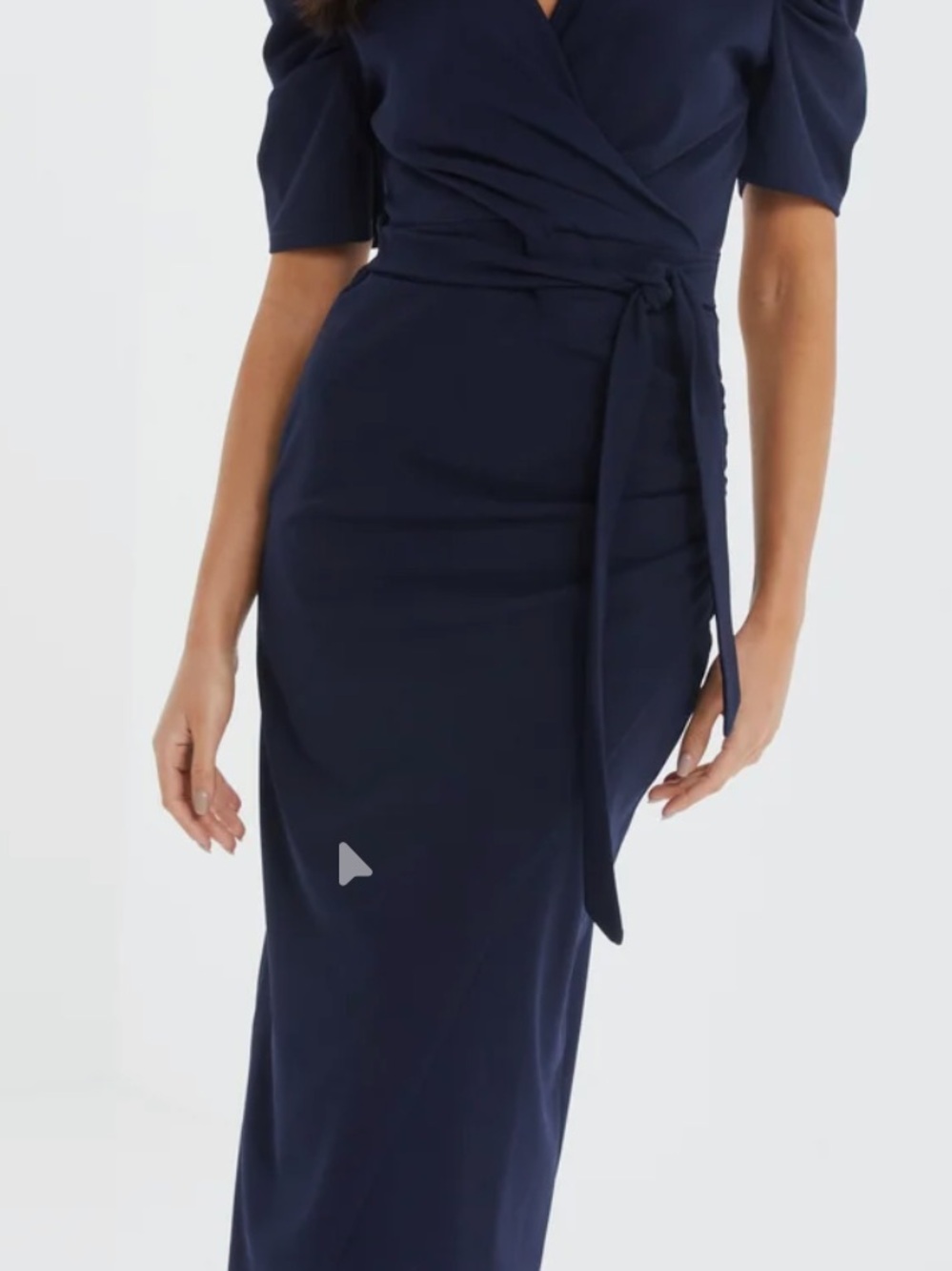 Elegant Navy Wrap Maxi Dress with Tie Waist